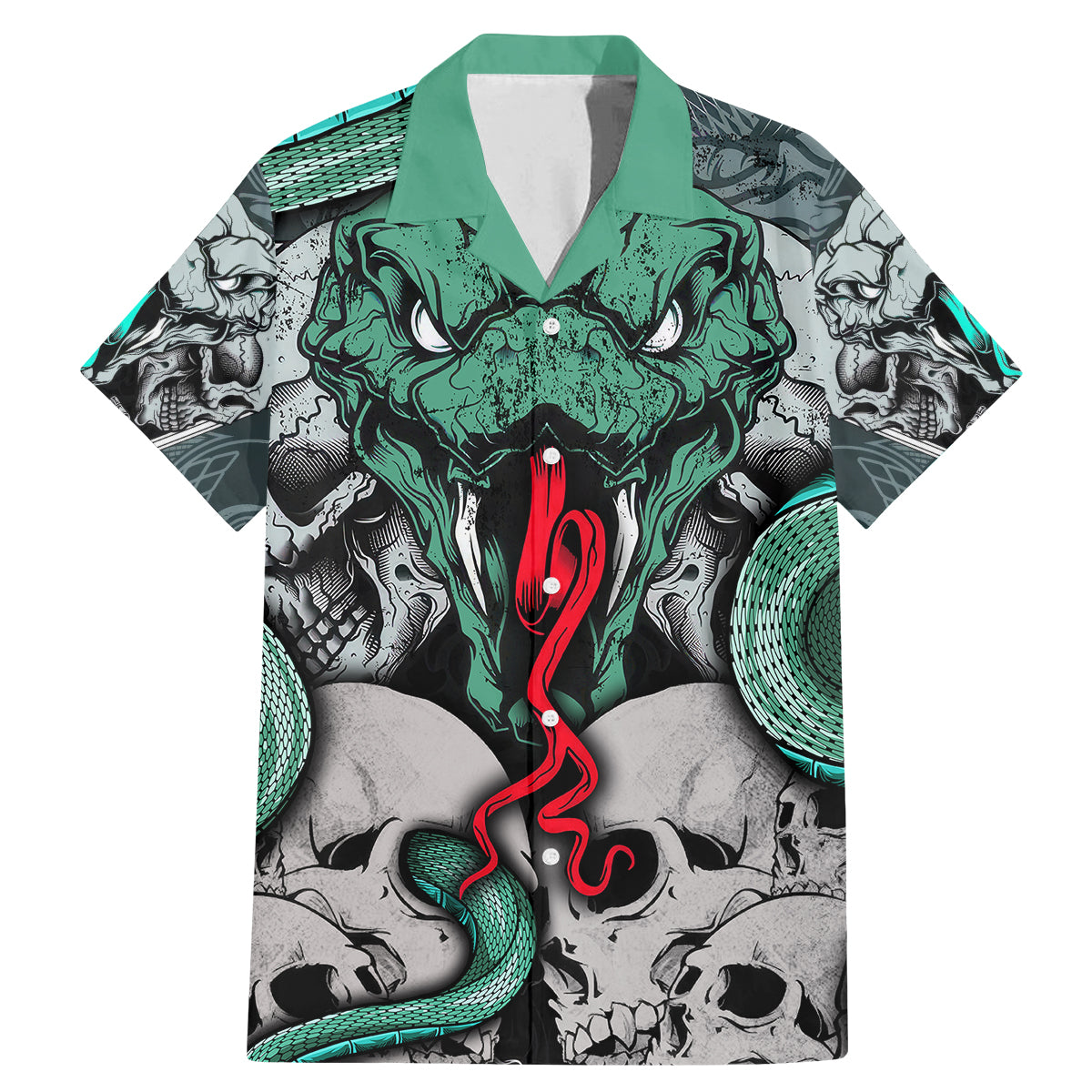 Infernal Trio Family Matching Mermaid Dress and Hawaiian Shirt Skull, Viper, and Sinister Snake - Wonder Print Shop