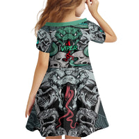 Infernal Trio Family Matching Off Shoulder Long Sleeve Dress and Hawaiian Shirt Skull, Viper, and Sinister Snake - Wonder Print Shop