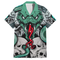 Infernal Trio Family Matching Off Shoulder Long Sleeve Dress and Hawaiian Shirt Skull, Viper, and Sinister Snake - Wonder Print Shop