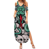 Infernal Trio Family Matching Summer Maxi Dress and Hawaiian Shirt Skull, Viper, and Sinister Snake - Wonder Print Shop