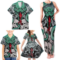 Infernal Trio Family Matching Tank Maxi Dress and Hawaiian Shirt Skull, Viper, and Sinister Snake - Wonder Print Shop