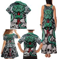 Infernal Trio Family Matching Tank Maxi Dress and Hawaiian Shirt Skull, Viper, and Sinister Snake - Wonder Print Shop