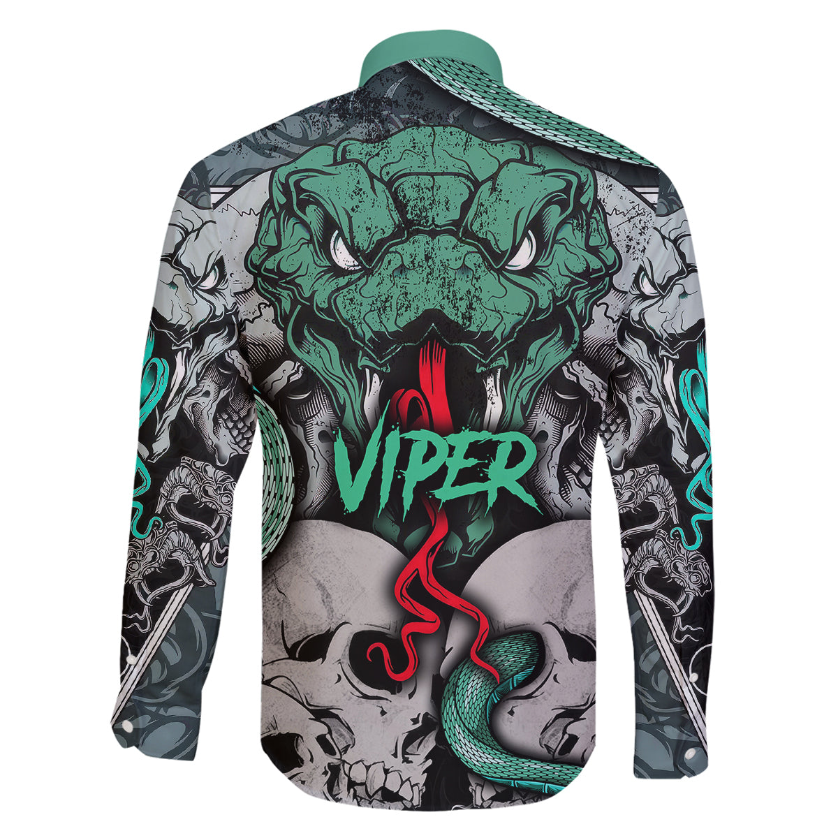 Infernal Trio Family Matching Tank Maxi Dress and Hawaiian Shirt Skull, Viper, and Sinister Snake - Wonder Print Shop