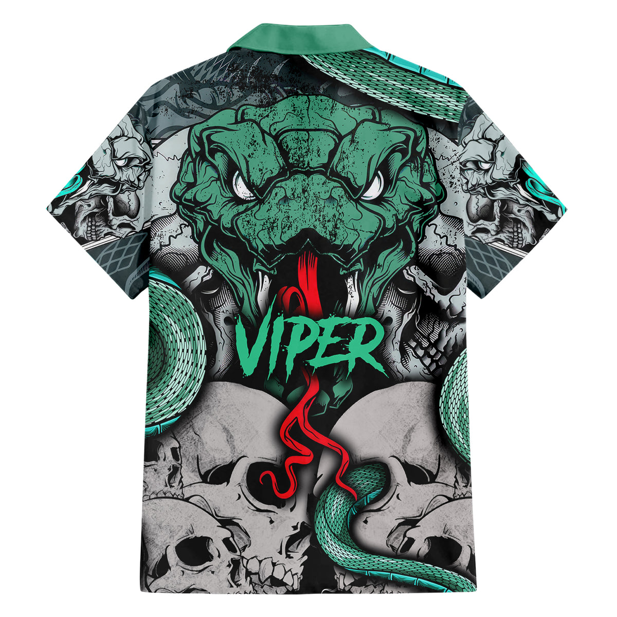Infernal Trio Hawaiian Shirt Skull, Viper, and Sinister Snake - Wonder Print Shop