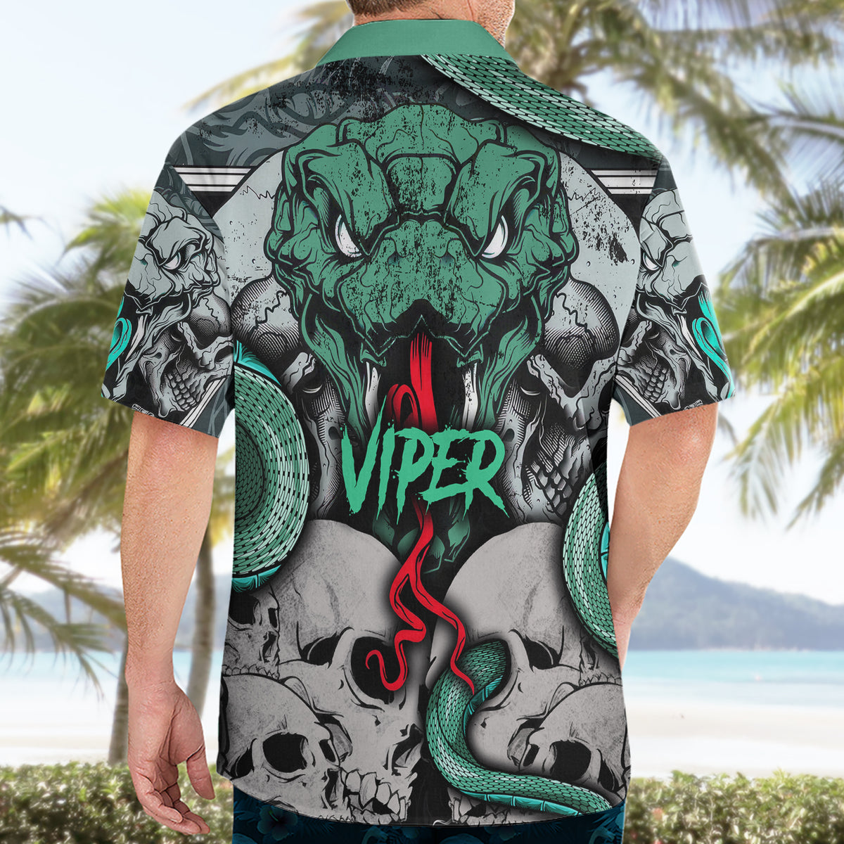 Infernal Trio Hawaiian Shirt Skull, Viper, and Sinister Snake - Wonder Print Shop