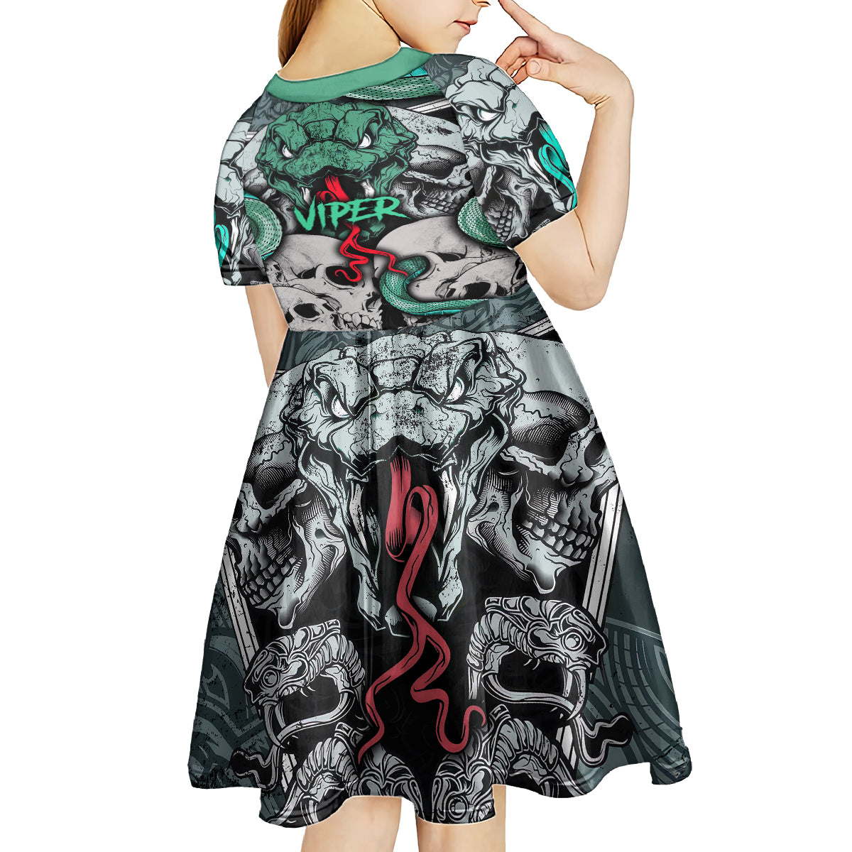 Infernal Trio Kid Short Sleeve Dress Skull, Viper, and Sinister Snake - Wonder Print Shop