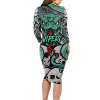 Infernal Trio Long Sleeve Bodycon Dress Skull, Viper, and Sinister Snake - Wonder Print Shop