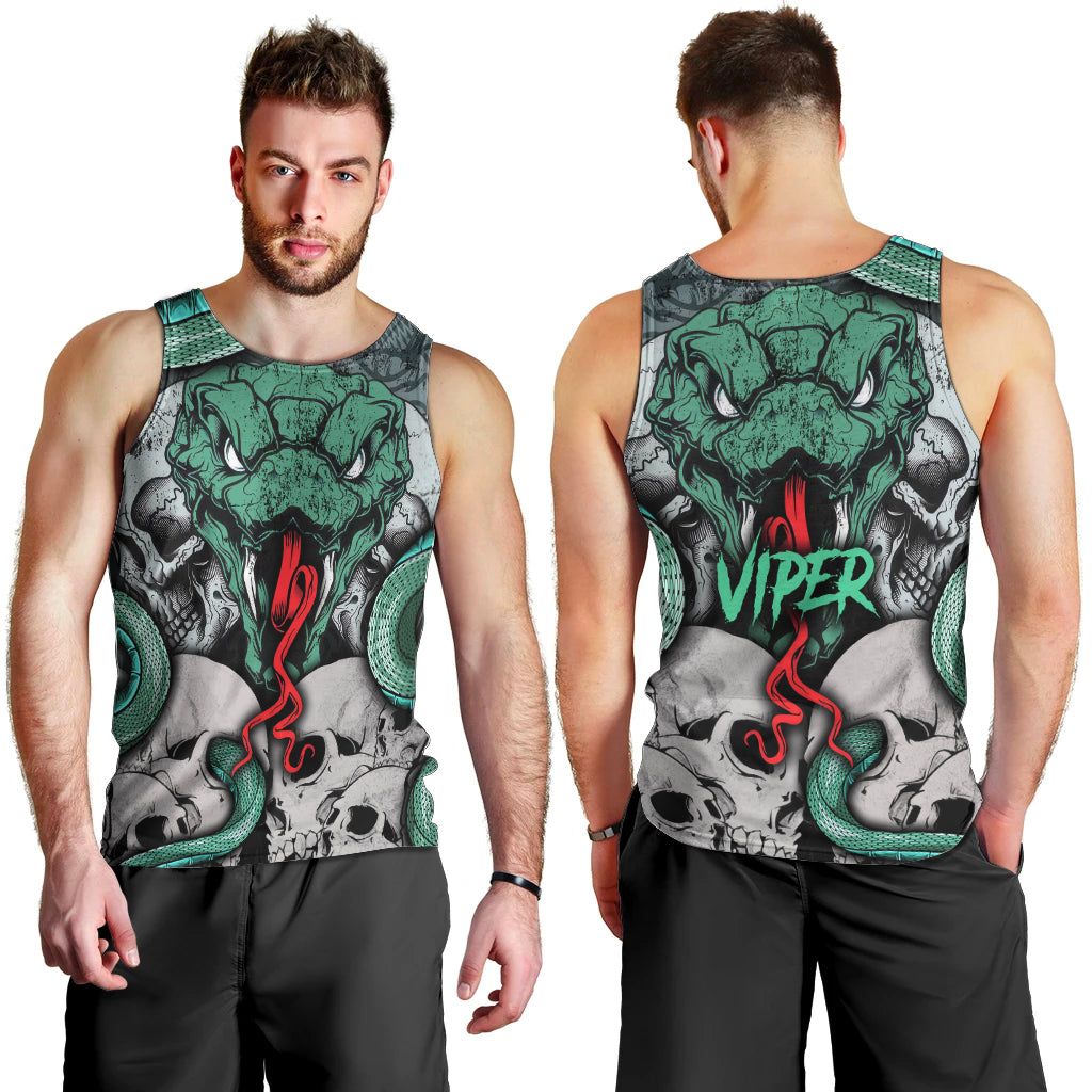 Infernal Trio Men Tank Top Skull, Viper, and Sinister Snake - Wonder Print Shop