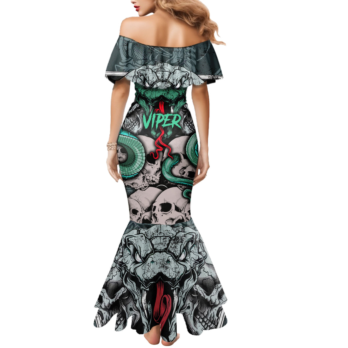 Infernal Trio Mermaid Dress Skull, Viper, and Sinister Snake - Wonder Print Shop