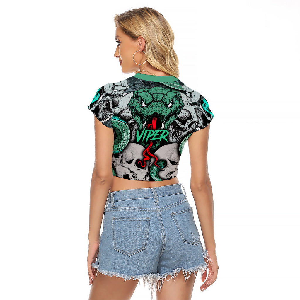 Infernal Trio Raglan Cropped T Shirt Skull, Viper, and Sinister Snake - Wonder Print Shop