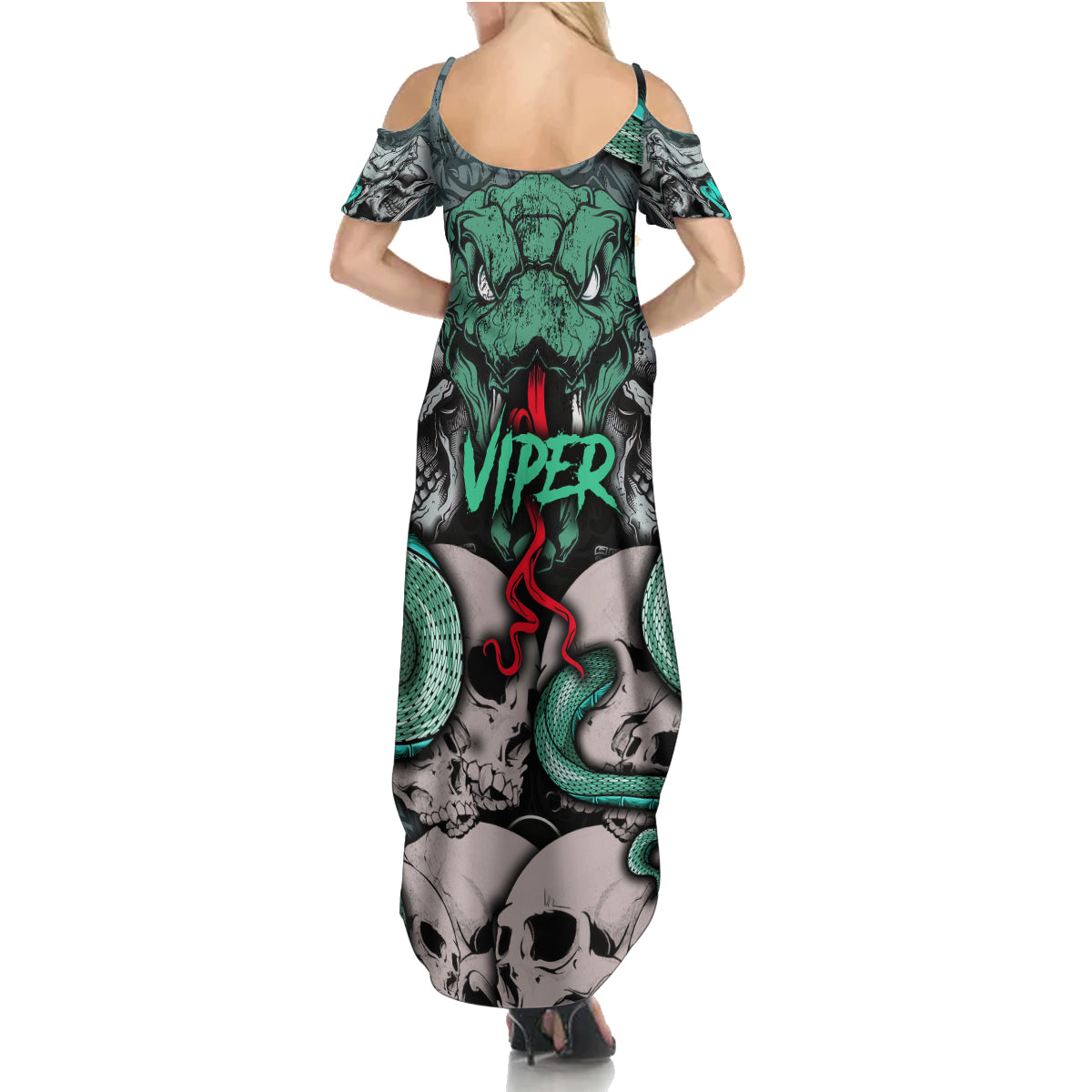 Infernal Trio Summer Maxi Dress Skull, Viper, and Sinister Snake - Wonder Print Shop
