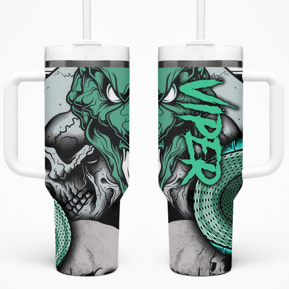 Infernal Trio Tumbler With Handle Skull, Viper, and Sinister Snake - Wonder Print Shop