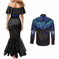 polynesian-ray-pattern-couples-matching-mermaid-dress-and-long-sleeve-button-shirt