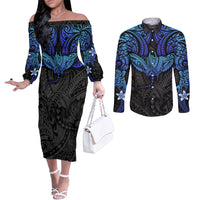 polynesian-ray-pattern-couples-matching-off-the-shoulder-long-sleeve-dress-and-long-sleeve-button-shirt