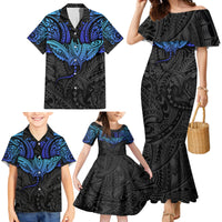 Polynesian Ray Pattern Family Matching Mermaid Dress and Hawaiian Shirt - Wonder Print Shop