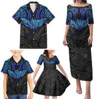 Polynesian Ray Pattern Family Matching Puletasi Dress and Hawaiian Shirt - Wonder Print Shop