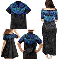 Polynesian Ray Pattern Family Matching Puletasi Dress and Hawaiian Shirt - Wonder Print Shop