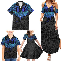 Polynesian Ray Pattern Family Matching Summer Maxi Dress and Hawaiian Shirt - Wonder Print Shop