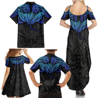 Polynesian Ray Pattern Family Matching Summer Maxi Dress and Hawaiian Shirt - Wonder Print Shop