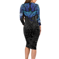 Polynesian Ray Pattern Long Sleeve Bodycon Dress - Wonder Print Shop