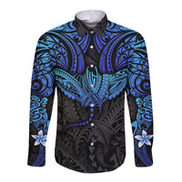 Polynesian Ray Pattern Long Sleeve Button Shirt - Wonder Print Shop