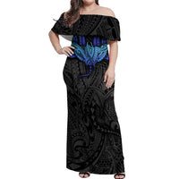 Polynesian Ray Pattern Off Shoulder Maxi Dress - Wonder Print Shop