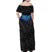 Polynesian Ray Pattern Off Shoulder Maxi Dress - Wonder Print Shop