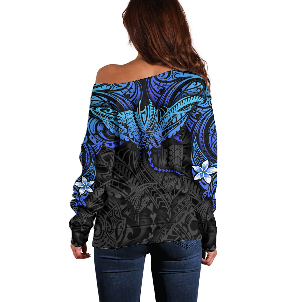 Polynesian Ray Pattern Off Shoulder Sweater - Wonder Print Shop