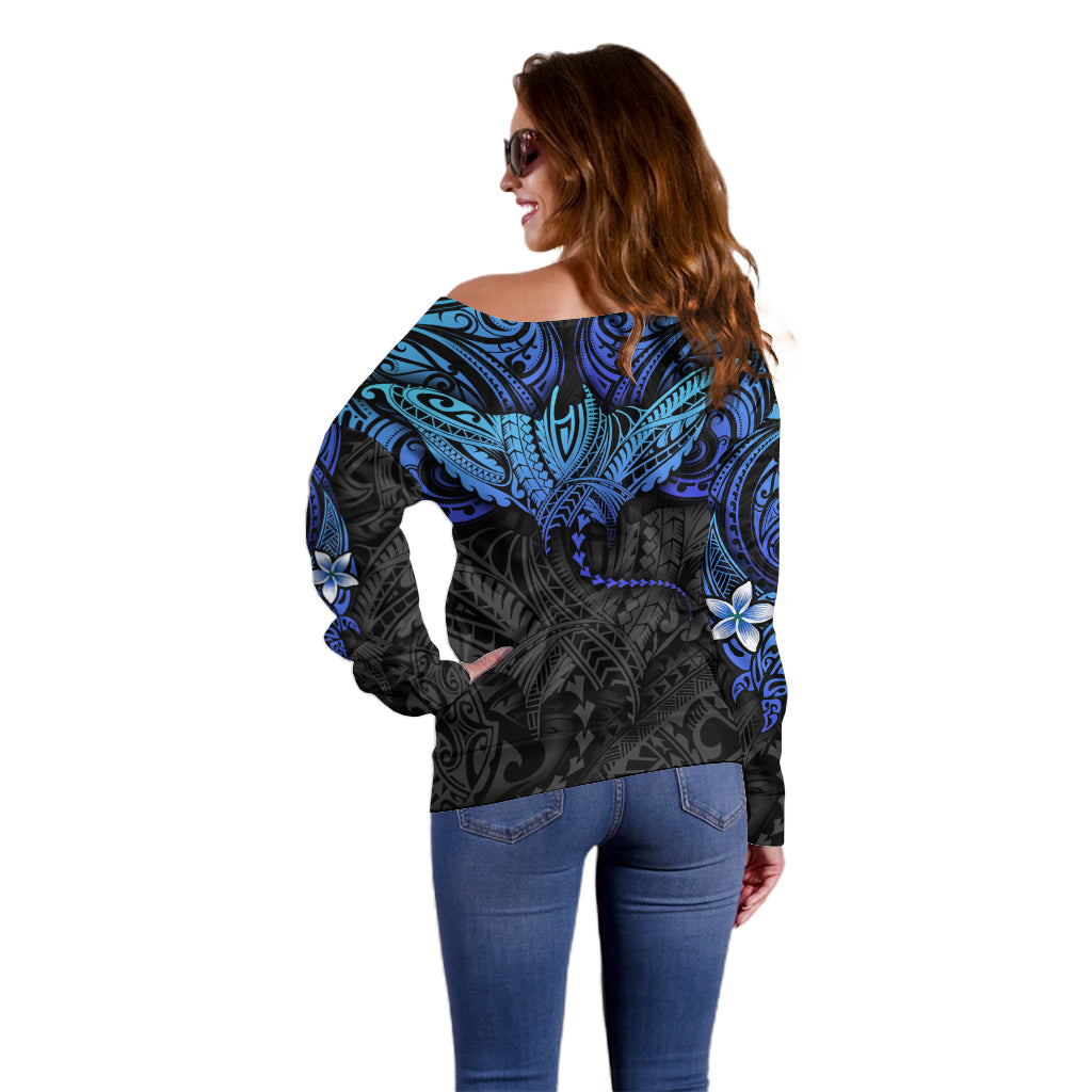 Polynesian Ray Pattern Off Shoulder Sweater - Wonder Print Shop