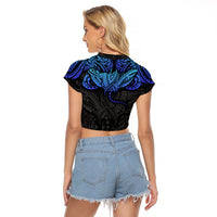 Polynesian Ray Pattern Raglan Cropped T Shirt - Wonder Print Shop