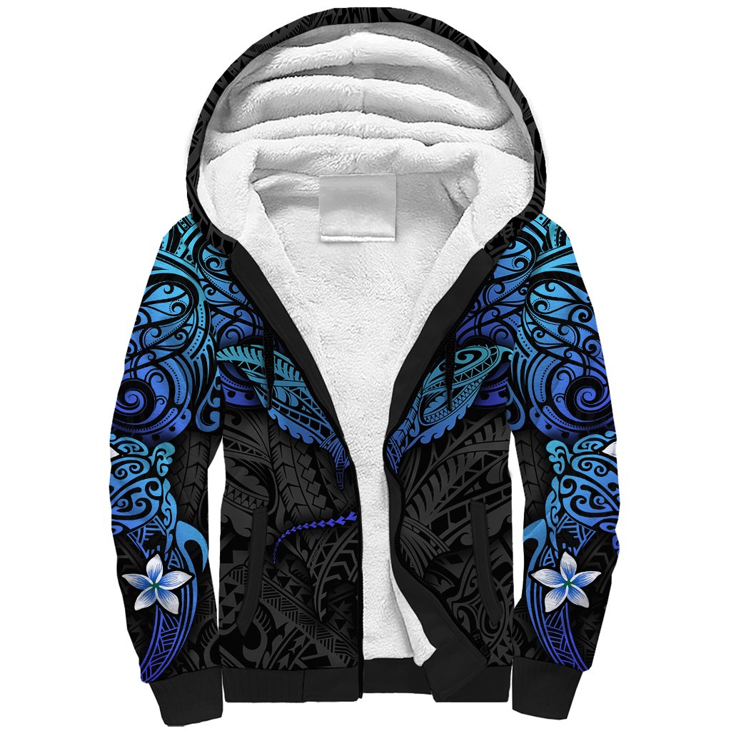 Polynesian Ray Pattern Sherpa Hoodie - Wonder Print Shop