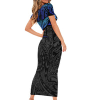Polynesian Ray Pattern Short Sleeve Bodycon Dress - Wonder Print Shop