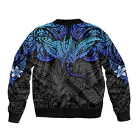 Polynesian Ray Pattern Sleeve Zip Bomber Jacket - Wonder Print Shop