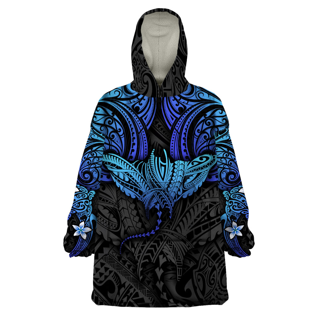 Polynesian Ray Pattern Wearable Blanket Hoodie - Wonder Print Shop