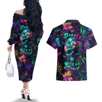 This Beauty Is a Beast Couples Matching Off The Shoulder Long Sleeve Dress and Hawaiian Shirt - Wonder Print Shop