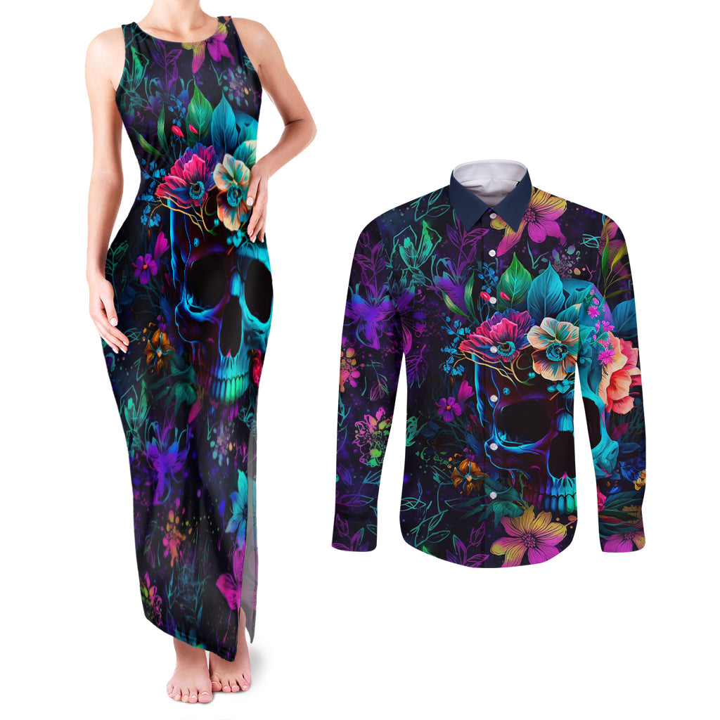 This Beauty Is a Beast Couples Matching Tank Maxi Dress and Long Sleeve Button Shirts - Wonder Print Shop
