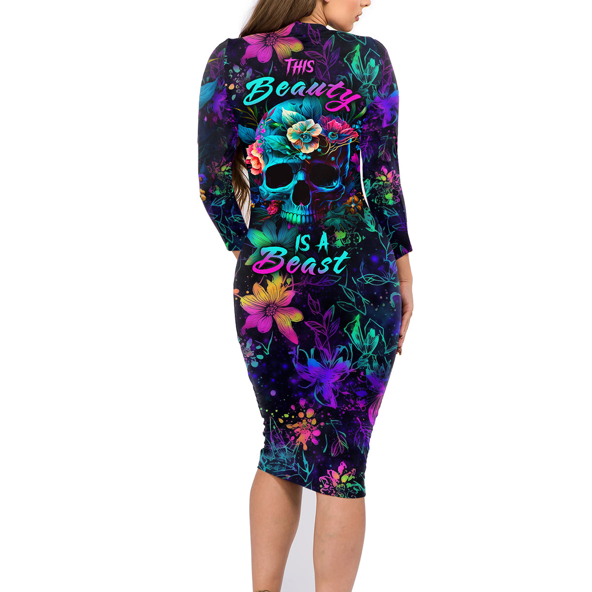 This Beauty Is a Beast Family Matching Long Sleeve Bodycon Dress and Hawaiian Shirt - Wonder Print Shop