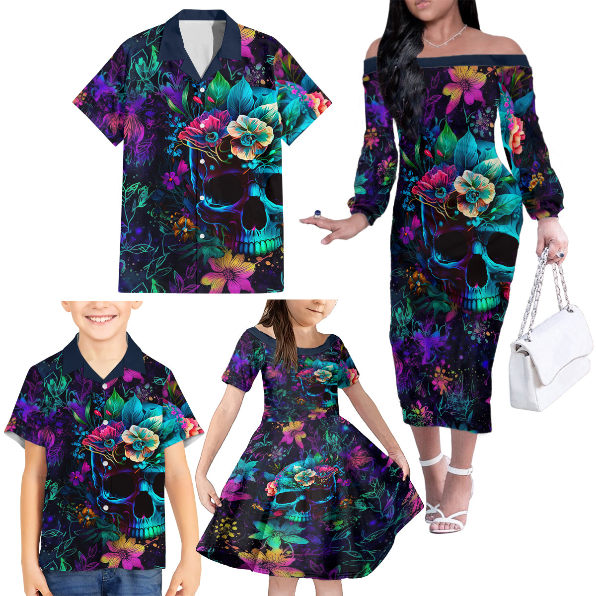 This Beauty Is a Beast Family Matching Off Shoulder Long Sleeve Dress and Hawaiian Shirt - Wonder Print Shop