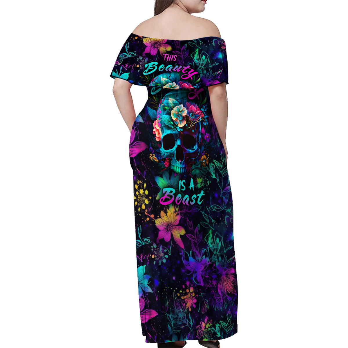 This Beauty Is a Beast Family Matching Off Shoulder Maxi Dress and Hawaiian Shirt - Wonder Print Shop