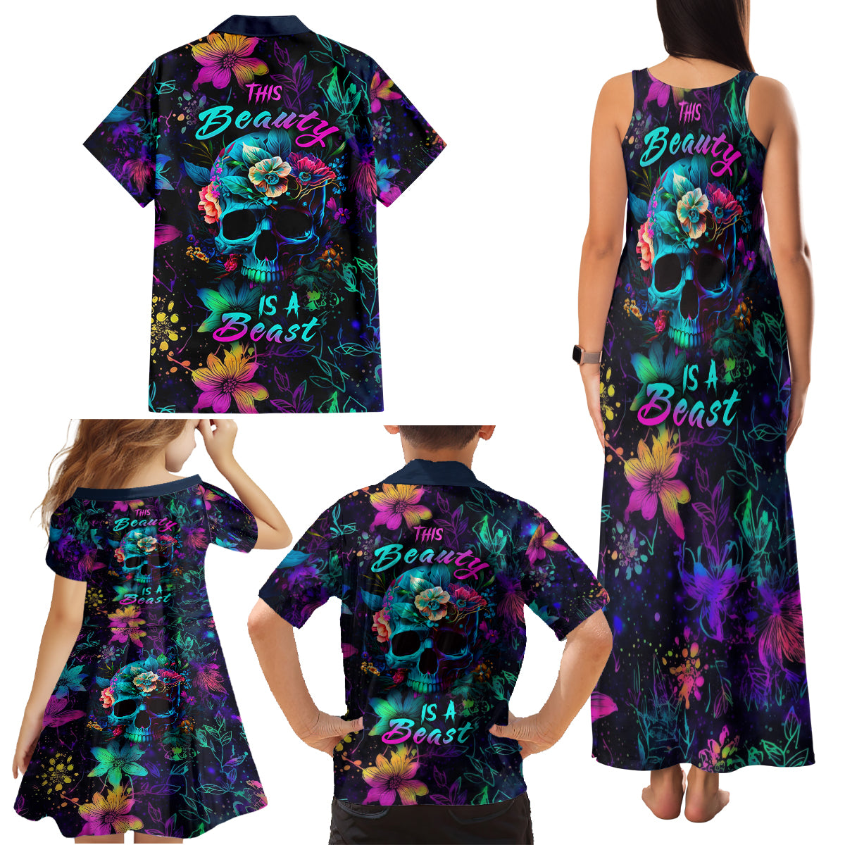 This Beauty Is a Beast Family Matching Tank Maxi Dress and Hawaiian Shirt - Wonder Print Shop