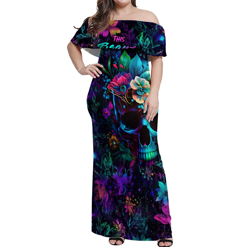 This Beauty Is a Beast Off Shoulder Maxi Dress - Wonder Print Shop