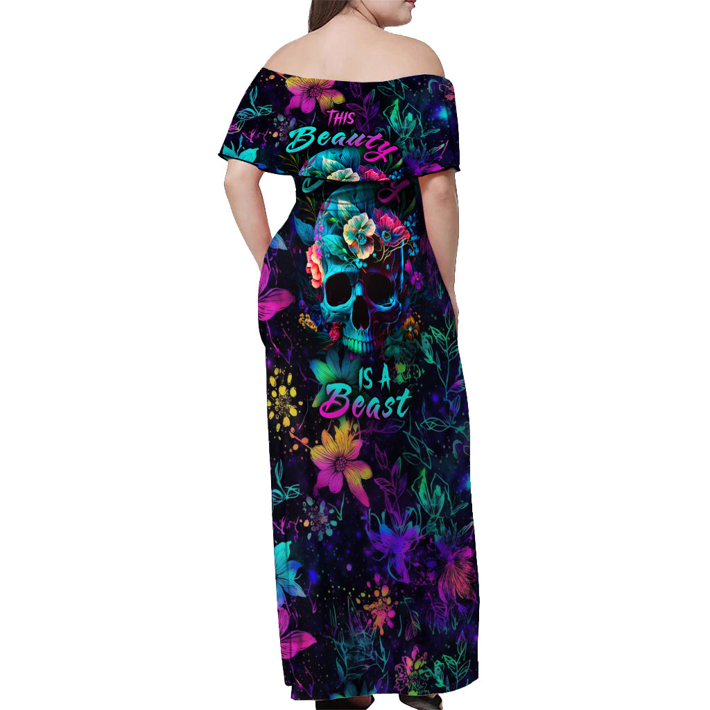 This Beauty Is a Beast Off Shoulder Maxi Dress - Wonder Print Shop