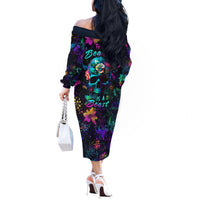 This Beauty Is a Beast Off The Shoulder Long Sleeve Dress - Wonder Print Shop