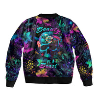 This Beauty Is a Beast Sleeve Zip Bomber Jacket - Wonder Print Shop