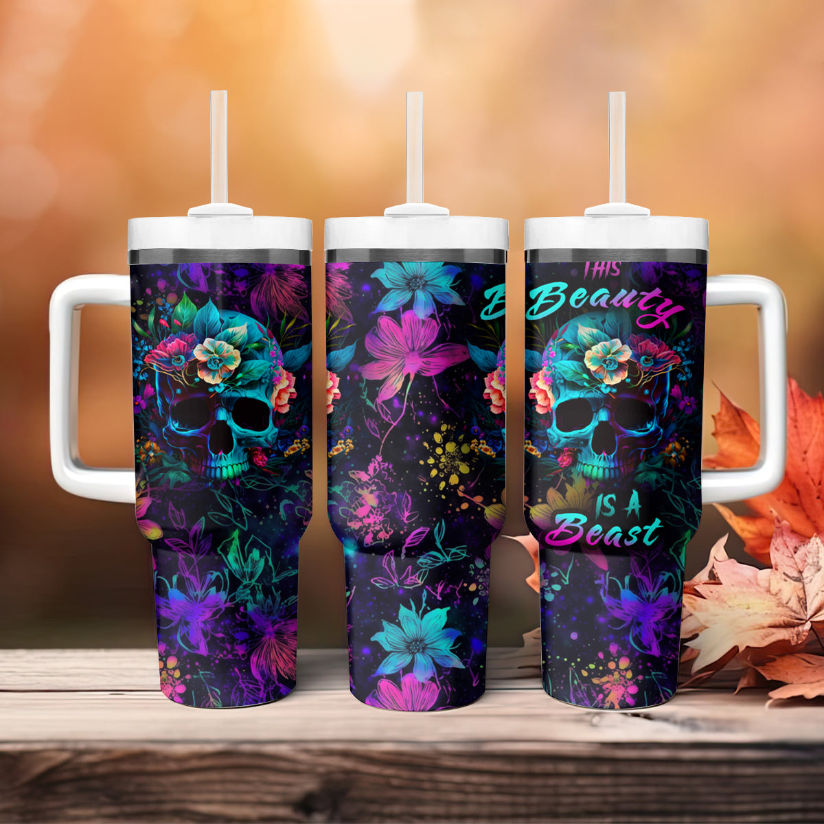 This Beauty Is a Beast Tumbler With Handle - Wonder Print Shop