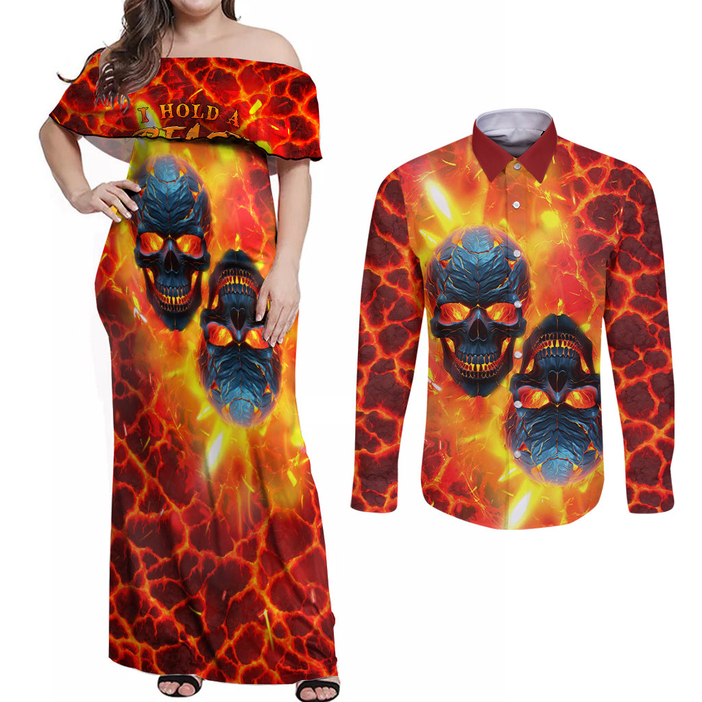 I Hold a Beast an Angel and a Madman In Me Couples Matching Off Shoulder Maxi Dress and Long Sleeve Button Shirts - Wonder Print Shop