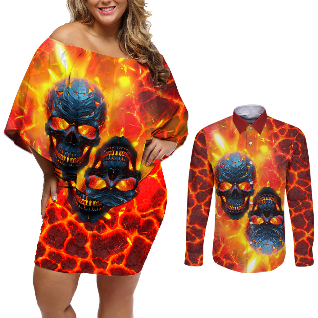 I Hold a Beast an Angel and a Madman In Me Couples Matching Off Shoulder Short Dress and Long Sleeve Button Shirts - Wonder Print Shop