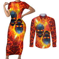 I Hold a Beast an Angel and a Madman In Me Couples Matching Short Sleeve Bodycon Dress and Long Sleeve Button Shirts - Wonder Print Shop