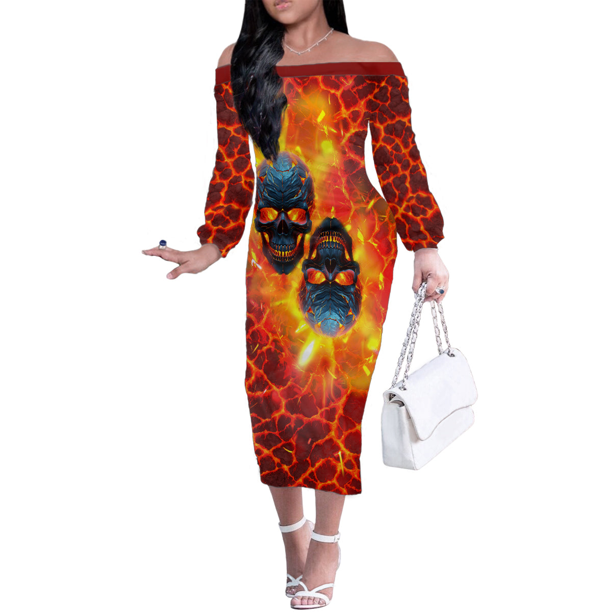 I Hold a Beast an Angel and a Madman In Me Family Matching Off Shoulder Long Sleeve Dress and Hawaiian Shirt - Wonder Print Shop