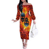 I Hold a Beast an Angel and a Madman In Me Family Matching Off Shoulder Long Sleeve Dress and Hawaiian Shirt - Wonder Print Shop